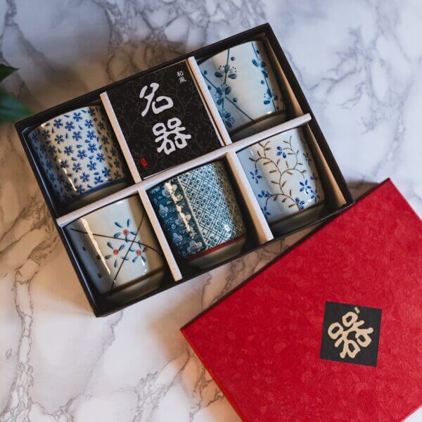 Japanese Chinese Style Ceramic Tea Cup Gift Set - Set of 5 - Image 3