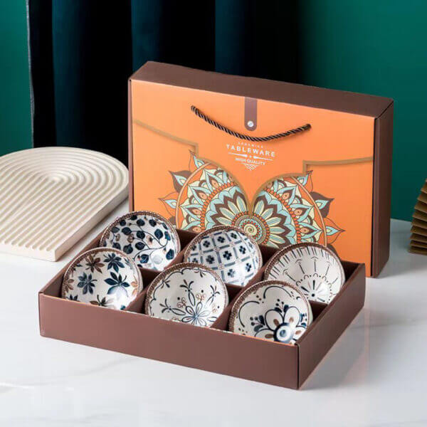 Ceramic Bohemian Style Rice Bowl Gift Set - Set of 6
