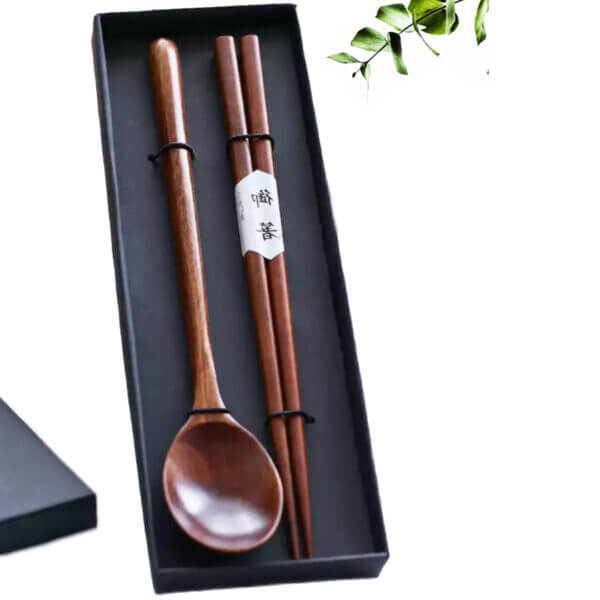 Japanese-Chinese-Korean Style Wooden Spoon & Chopstick Gift Set - Image 2