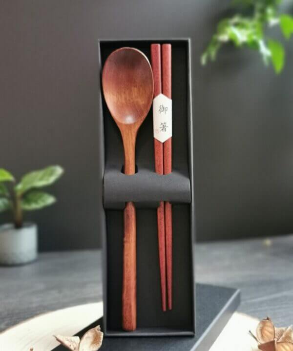 Japanese-Chinese-Korean Style Wooden Spoon & Chopstick Gift Set