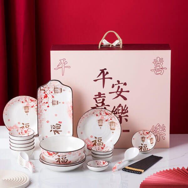 29-Piece Japanese-Chinese Style Ceramic Dinnerware Set Complete Kitchen Combination