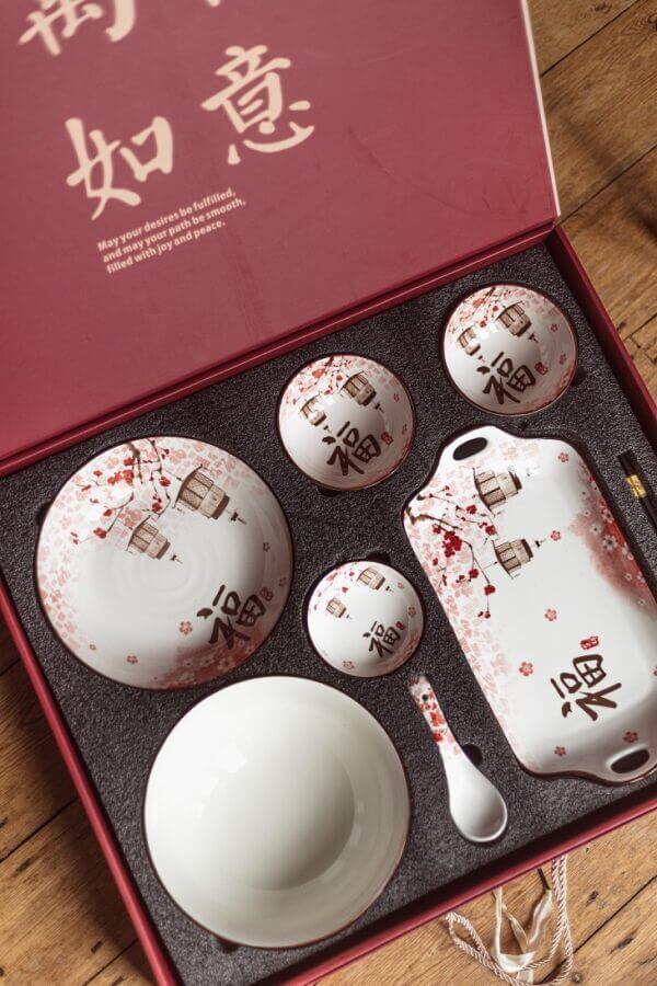29-Piece Japanese-Chinese Style Ceramic Dinnerware Set Complete Kitchen Combination - Image 4