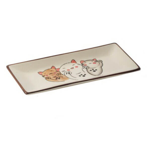 Japanese Style Fortune Cat Fish Style Ceramic Sushi Serving Platter Rectangular Sushi Plate-Set of 4 - Image 5