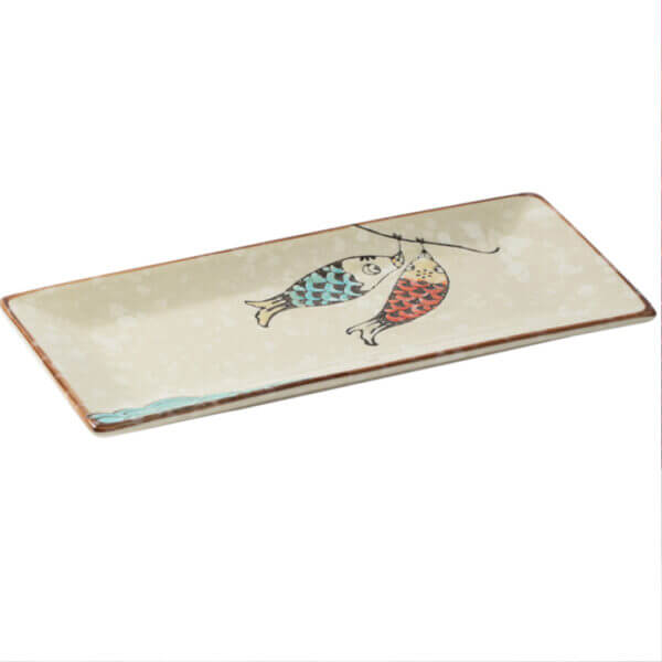 Japanese Style Fortune Cat Fish Style Ceramic Sushi Serving Platter Rectangular Sushi Plate-Set of 4 - Image 8